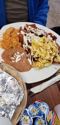 Chilaquiles with scrambled eggs