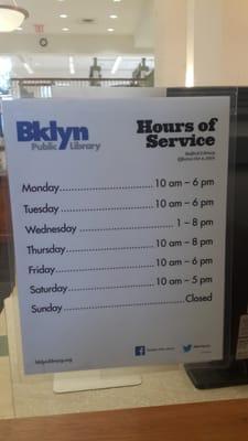 Opening hours of Brooklyn/Bedford Library