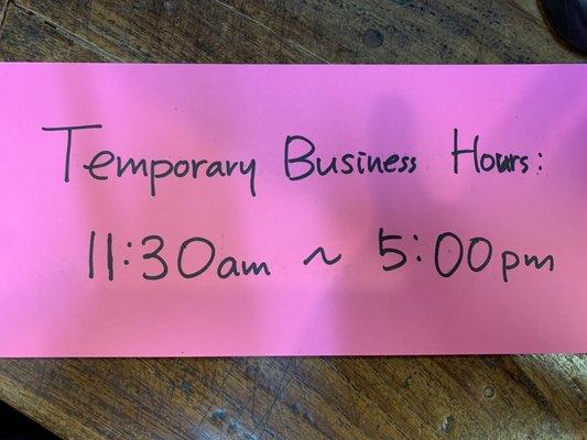 Temporary business hour change