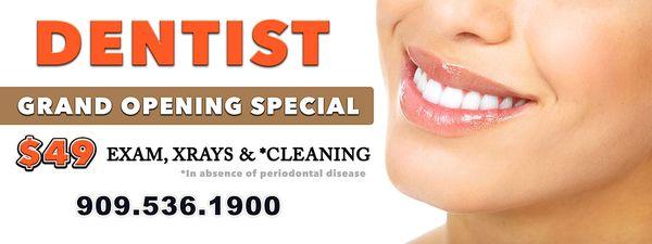 Full Mouth X-Rays, Exam, Consultation & Cleaning for $49/- with a take home goodie bag!