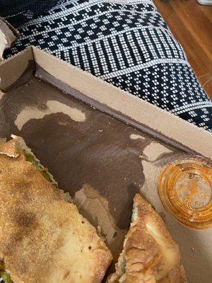 Why is my calzone box completely wet and falling apart?