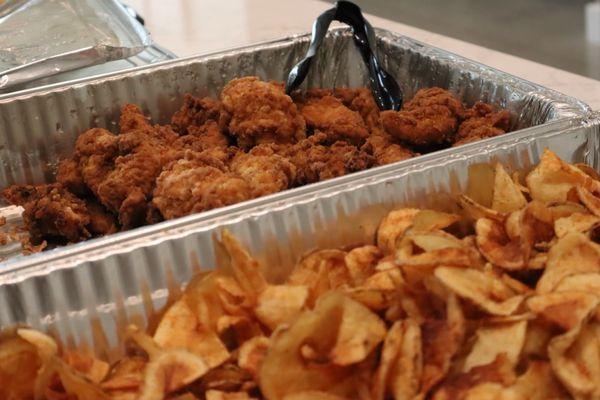 Chicken and chips catered