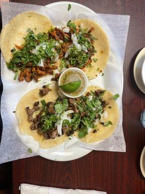 Street tacos Steak and Al Pastor