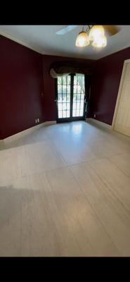 Beautifully finished floor and baseboard; calked to perfection.