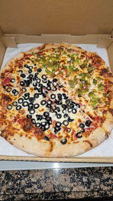 Delicious half and half Pizza