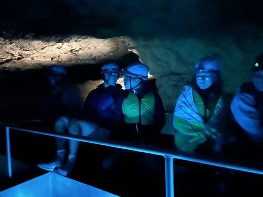 Inside the flooded mine during the tour