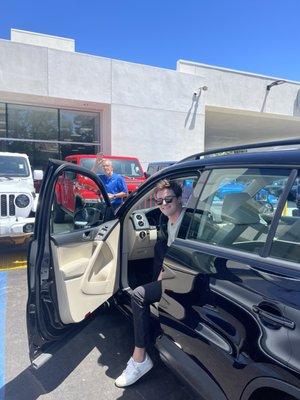 My son in his new car, Nassar making sure everything was perfect!