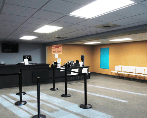 Drivers License service desk at right side when you enter the office.  Photo cc: official website