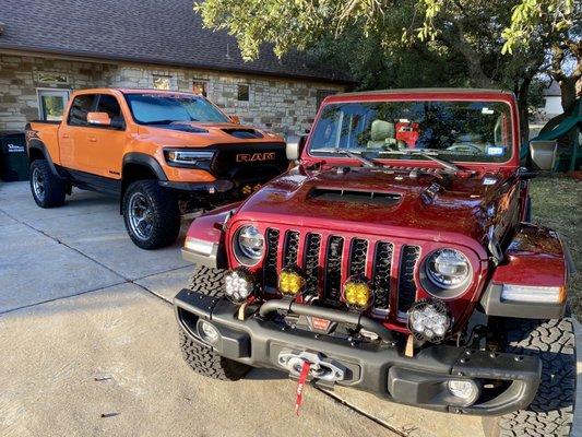 Here are just two of the vehicles they have worked on: bumpers, suspension, lights, wheels, and tires!