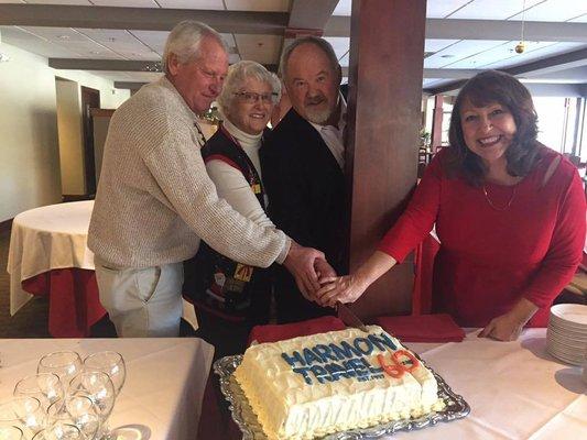 Celebrating Harmon Travel's 60th Anniversary. Pictured: David Harmon, Eleanor Harmon, Bob Harmon, Barbara Harmon