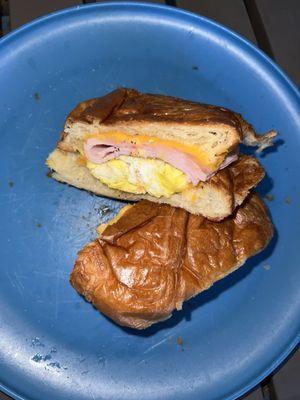 Ham, egg and cheese croissant! Absolutely delicious every time!!