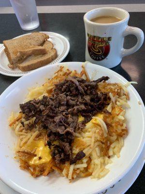 Bacon Texas Cheesesteak Melt With Hashbrowns