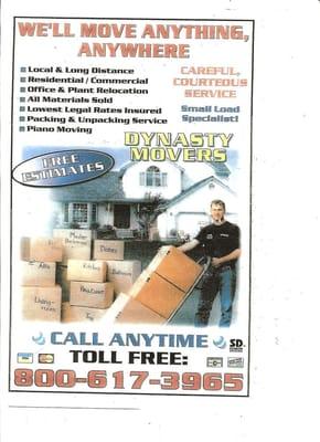 DYNASTY MOVERS 800-617-3965