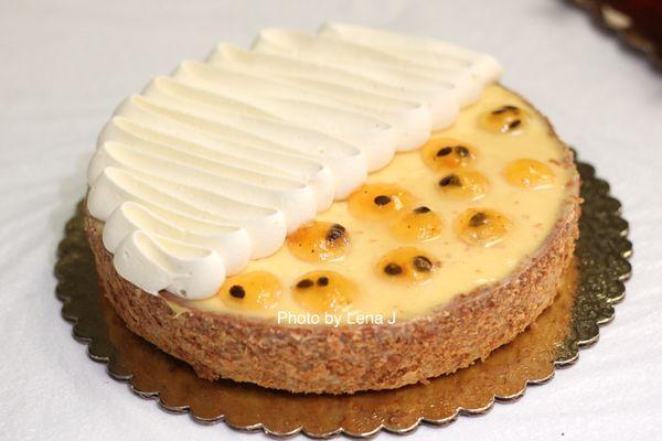 8" Passion Fruit Tart ($43) - curd is thick, has a strong passion fruit flavor