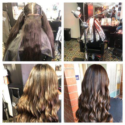 Caramel Balayage, cut and style