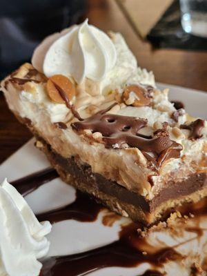 The Reese's Peanut Butter Pie in Close-up one can also see the peanut butter chips on top.