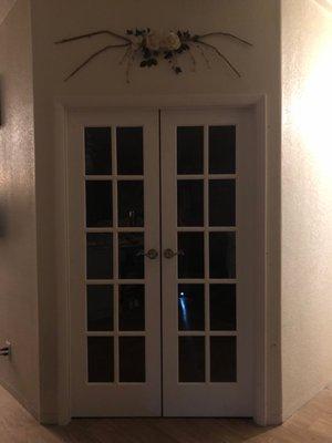 Newly installed interior French doors