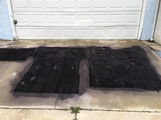 Not only do we clean carpet and rugs but we dye them as well.  Here is a before and after pictures of a carpet from a car that the client wa