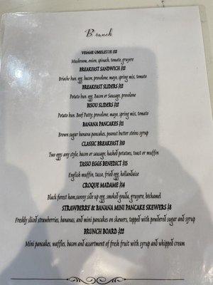 Brunch menu