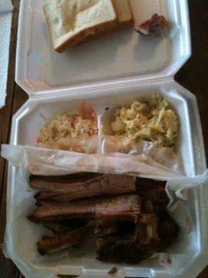 Rib Dinner with coleslaw and potato salad!