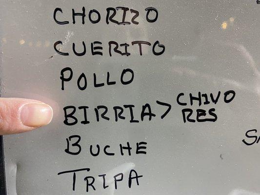 'Birria' - I had no idea what it was. A beef grilled quesadilla thing... another customer said I should try it. It was my favorite!