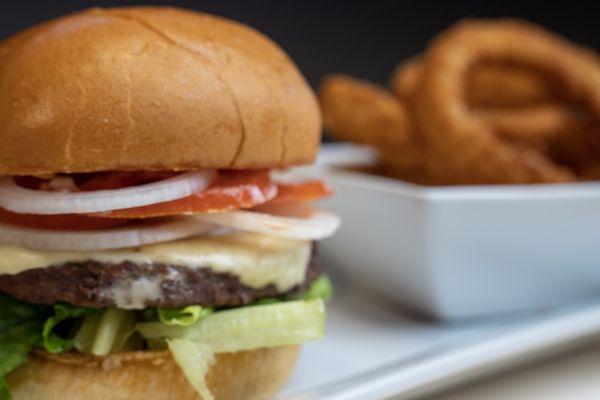 1/3 Lb Cheeseburger With Crispy Onion Rings