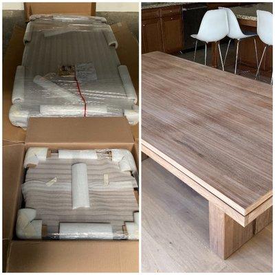 Delivery and assembly of dining table