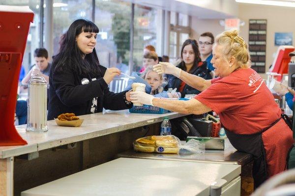 There's lots of delicious food at the Snack Shop - this guest chose an ice cream float and chicken tenders.