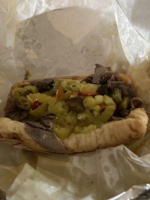 Italian beef was good but hold the banana peppers