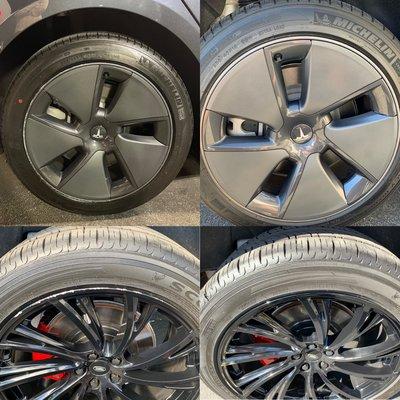 Wheel repair on the Tesla and Range Rover