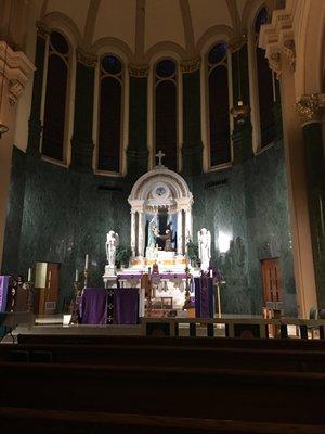 Altar features the Madonna and Christ Child along with St Anthony