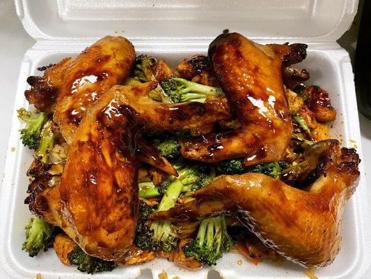 Mild Teriyaki Wings with Broccoli Fried Rice