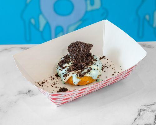 The Cookie Monster mini donut- Oreo, Vanilla