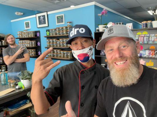 Cannabis Dispensary Interior of Reggie & Dro Cannabis Store & Club in Stone Oak, San Antonio, TX with Members & Budtenders.