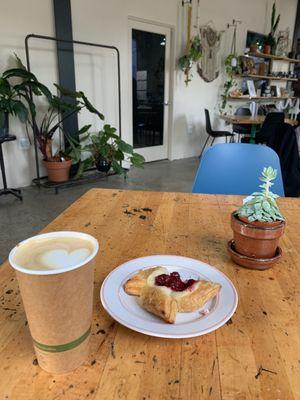 Cherry cheese danish and smoked sea salt & maple latte