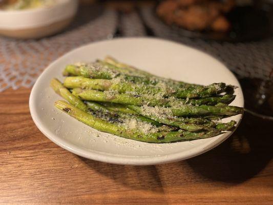 Grilled asparagus with Parmesan was tasty