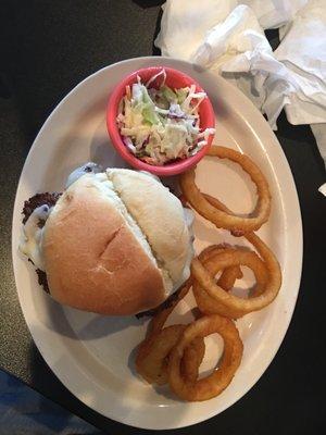 Mushroom Swiss with onion rings