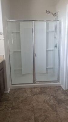 They were able to remove all hardware stains from the master bathroom shower.