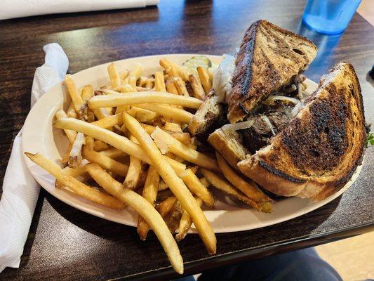 Patty melt with fries