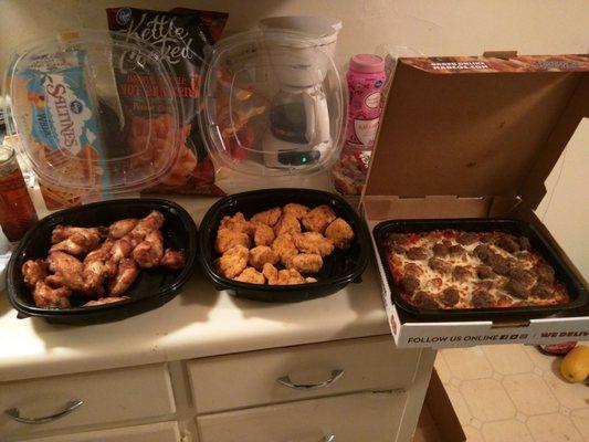 Wings, nuggets and meatball bake!