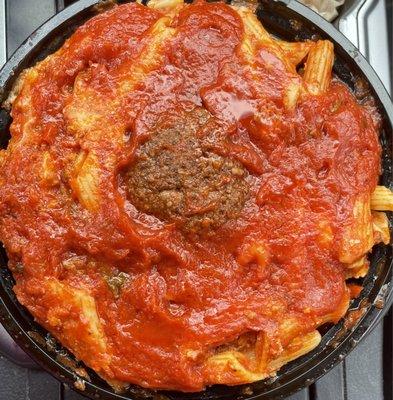 Rigatoni with meatball pasta