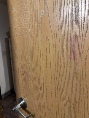 Blood on the bathroom door