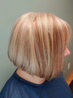 Warming things up, a dark copper, a light copper with highlights on 100% gray hair