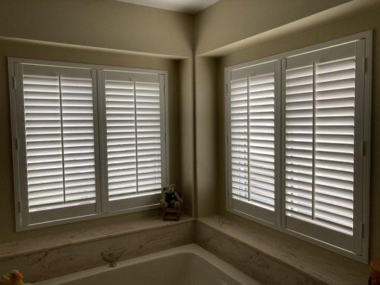 Love shutters in master bath-can let light in but still have privacy