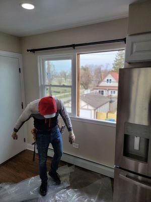 Installation of the kitchen windows