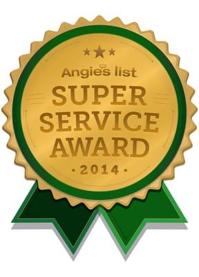 Proud earn the Angieslist Super Service Award again!