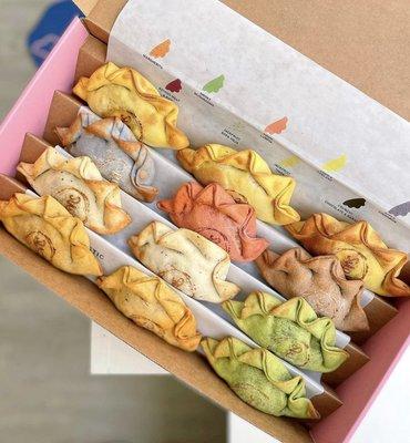 Assortment of empanadas in a reusable box