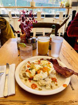 Full order biscuits & gravy, eggs, bacon ~