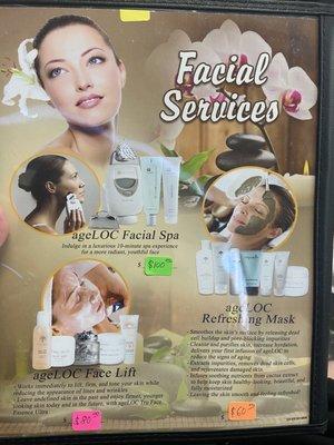 They said they are offering facials right now, for those interested (4/17/2021).