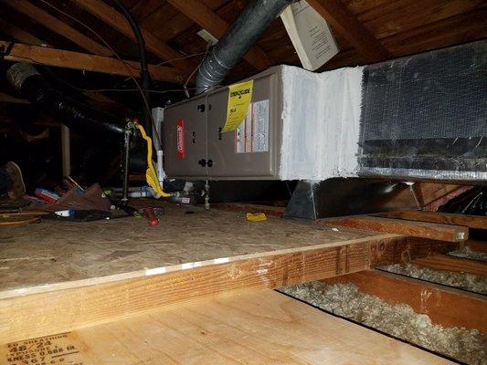 3 ton furnace in  tight attic